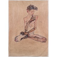 Egon Schiele - Seated boy