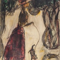 Woman with a dog on a lead